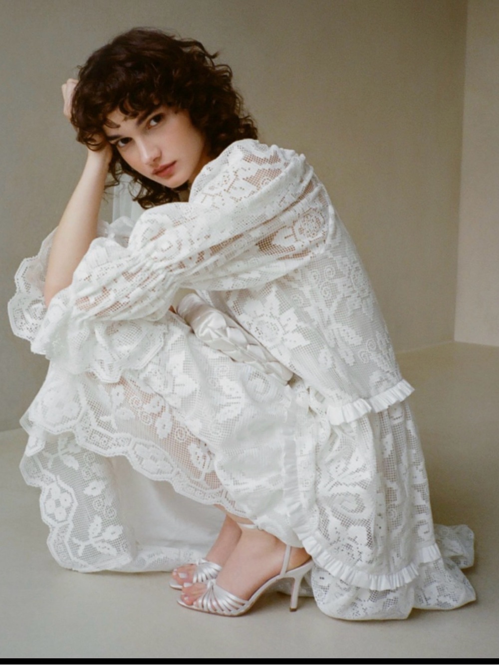 Loeffler Randall Antoinette White Tiered Lace Dress